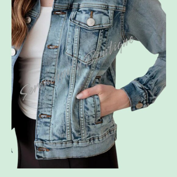 Acid Washed Pulp Fiction Graffiti Classic Cotton Denim Blue Jean Moto Jacket - Picture 6 of 9